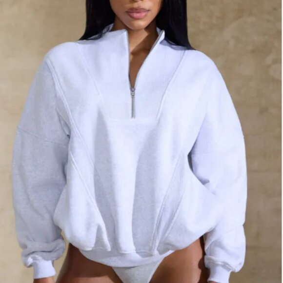 Bo+Tee Gray Half-Zip Sweatshirt - Picture 1 of 3